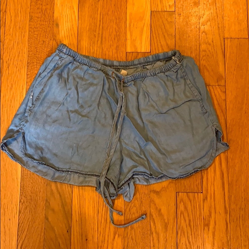 High waisted light blue shorts
